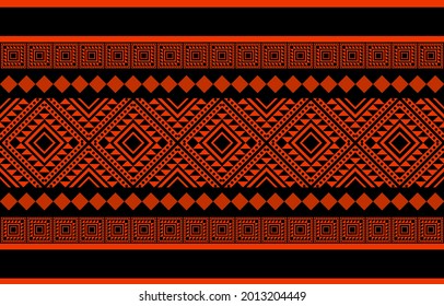 Geometric ethnic oriental seamless pattern traditional Design for background,carpet,wallpaper.clothing,wrapping,Batik fabric,Vector illustration.embroidery style - Sadu, sadou, sadow or sado