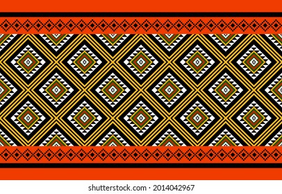 Geometric ethnic oriental seamless pattern traditional Design for background,carpet,wallpaper.clothing,wrapping,Batik fabric,Vector illustration.embroidery style - Sadu, sadou, sadow or sado