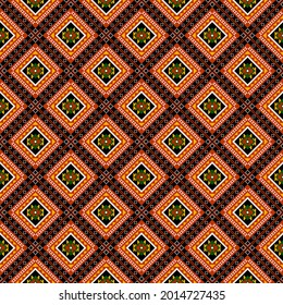 Geometric ethnic oriental seamless pattern traditional Design for background,carpet,wallpaper.clothing,wrapping,Batik fabric,Vector illustration.embroidery style - Sadu, sadou, sadow or sado