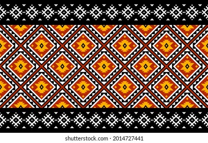 Geometric ethnic oriental seamless pattern traditional Design for background,carpet,wallpaper.clothing,wrapping,Batik fabric,Vector illustration.embroidery style - Sadu, sadou, sadow or sado