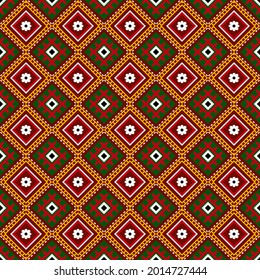 Geometric ethnic oriental seamless pattern traditional Design for background,carpet,wallpaper.clothing,wrapping,Batik fabric,Vector illustration.embroidery style - Sadu, sadou, sadow or sado