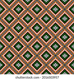 Geometric ethnic oriental seamless pattern traditional Design for background,carpet,wallpaper.clothing,wrapping,Batik fabric,Vector illustration.embroidery style - Sadu, sadou, sadow or sado