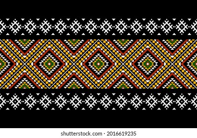 Geometric ethnic oriental seamless pattern traditional Design for background,carpet,wallpaper.clothing,wrapping,Batik fabric,Vector illustration.embroidery style - Sadu, sadou, sadow or sado