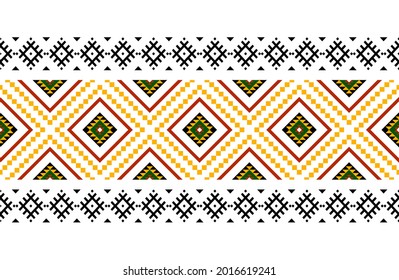 Geometric ethnic oriental seamless pattern traditional Design for background,carpet,wallpaper.clothing,wrapping,Batik fabric,Vector illustration.embroidery style - Sadu, sadou, sadow or sado