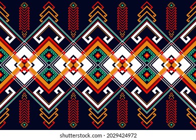 Geometric ethnic oriental seamless pattern traditional Design for background, carpet, wallpaper, clothing, wrapping, Batik, fabric, Vector illustration, embroidery style.
