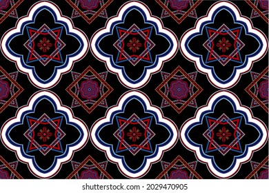Geometric ethnic oriental seamless pattern traditional Design for background, carpet, wallpaper, clothing, wrapping, Batik, fabric, Vector illustration, embroidery style.