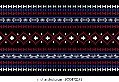 Patrón geométrico étnico oriental sin fisuras Diseño tradicional para fondo, alfombra, papel pintado, ropa, envoltura, Batik,tela,Ilustración vectorial.estilo bordado.
