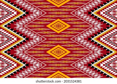 Patrón geométrico étnico oriental sin fisuras Diseño tradicional para fondo, alfombra, papel pintado, ropa, envoltura, Batik,tela,Ilustración vectorial.estilo bordado.