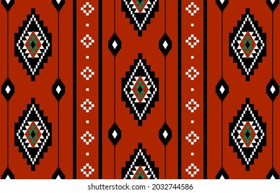 Geometric ethnic oriental seamless pattern traditional Design for background,carpet,wallpaper.clothing,wrapping,Batik fabric,Vector illustration.embroidery style - Sadu, sadou, sadow or sado