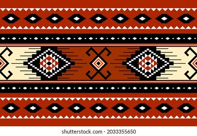 Geométrico étnico oriental sin costuras Diseño tradicional para fondo, alfombra, papel pintado.ropa,envoltura,tela batik,Balkan,ilustración vectorial.estilo bordado - Sadu, sadou, sadow o sado