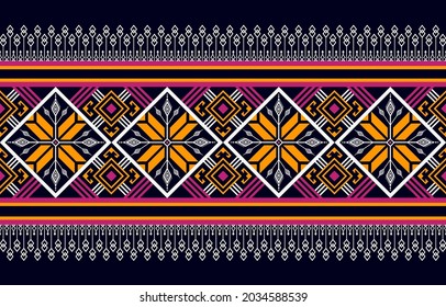Geometric ethnic oriental seamless pattern traditional Design for background,carpet,wallpaper,clothing,wrapping,Batik,fabric,Vector illustration.embroidery style.