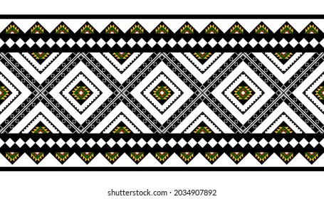 Geometric ethnic oriental seamless pattern traditional Design for background,carpet,wallpaper.clothing,wrapping,Batik fabric,Vector illustration.embroidery style - Sadu, sadou, sadow or sado
