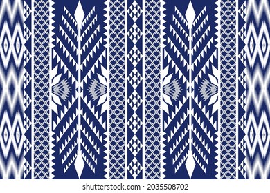 Geometric ethnic oriental seamless pattern traditional. White and blue tone. Design for background,carpet,wallpaper,clothing,wrapping,Batik,fabric,Vector illustration.embroidery style.