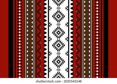 Geometric ethnic oriental seamless pattern traditional Design for background,carpet,wallpaper.clothing,wrapping,Batik fabric,Vector illustration.embroidery style - Sadu, sadou, sadow or sado