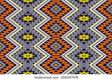 Geometric ethnic oriental seamless pattern traditional Design for background,carpet,wallpaper,clothing,wrapping,Batik,fabric,Vector illustration.embroidery style.