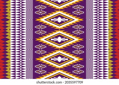 Patrón geométrico étnico oriental sin fisuras Diseño tradicional para fondo, alfombra, papel pintado, ropa, envoltura, Batik,tela,Ilustración vectorial.estilo bordado.