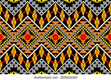 Geometric ethnic oriental seamless pattern traditional Design for background,carpet,wallpaper,clothing,wrapping,Batik,fabric,Vector illustration.embroidery style.