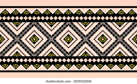 Geometric ethnic oriental seamless pattern traditional Design for background,carpet,wallpaper.clothing,wrapping,Batik fabric,Vector illustration.embroidery style - Sadu, sadou, sadow or sado
