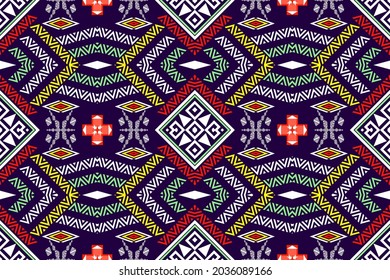 Patrón geométrico étnico oriental sin fisuras Diseño tradicional para fondo, alfombra, papel pintado, ropa, envoltura, Batik,tela,Ilustración vectorial.estilo bordado.