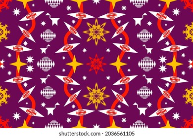 Geometrisches, ethnisch-orientalisches Muster, traditionelles Design für Hintergrund, Teppich, Tapete, Kleidung, Umhüllung, Batik, Stoff, Vektorgrafik.Stickereistil.