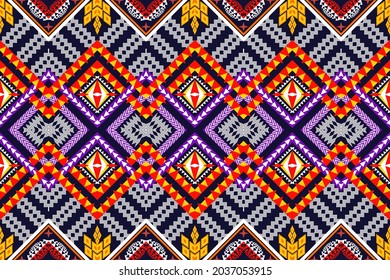 Geometric ethnic oriental seamless pattern traditional Design for background,carpet,wallpaper,clothing,wrapping,Batik,fabric,Vector illustration.embroidery style.