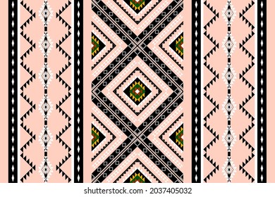 Geometric ethnic oriental seamless pattern traditional Design for background,carpet,wallpaper.clothing,wrapping,Batik fabric,Vector illustration.embroidery style - Sadu, sadou, sadow or sado
