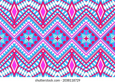 Patrón geométrico étnico oriental sin fisuras Diseño tradicional para fondo, alfombra, papel pintado, ropa, envoltura, Batik,tela,Ilustración vectorial.estilo bordado.