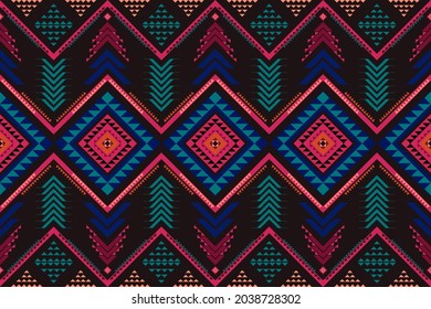 Geometric ethnic oriental seamless pattern traditional Design for background, carpet, wallpaper, clothing, wrapping, Batik, fabric, Vector illustration, embroidery style.