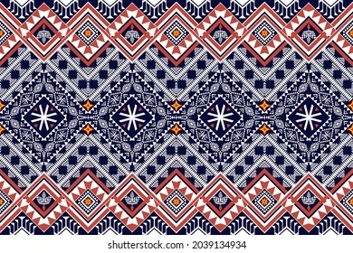 Geometric ethnic oriental seamless pattern traditional Design for background,carpet,wallpaper,clothing,wrapping,Batik,fabric,Vector illustration.embroidery style.