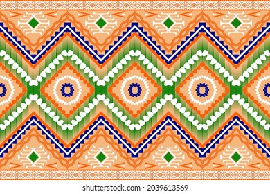 Patrón geométrico étnico oriental sin fisuras Diseño tradicional para fondo, alfombra, papel pintado, ropa, envoltura, Batik,tela,Ilustración vectorial.estilo bordado.