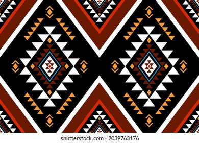 Geometric ethnic oriental seamless pattern traditional Design for background,carpet,wallpaper.clothing,wrapping,Batik fabric,Vector illustration.embroidery style - Sadu, sadou, sadow or sado