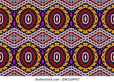 Geometric ethnic oriental seamless pattern traditional Design for background,carpet,wallpaper,clothing,wrapping,Batik,fabric,Vector illustration.embroidery style.