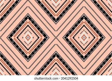 Geometric ethnic oriental seamless pattern traditional Design for background,carpet,wallpaper.clothing,wrapping,Batik fabric,Vector illustration.embroidery style - Sadu, sadou, sadow or sado