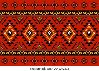 Geometric ethnic oriental seamless pattern traditional Design for background,carpet,wallpaper.clothing,wrapping,Batik fabric,Vector illustration.embroidery style - Sadu, sadou, sadow or sado