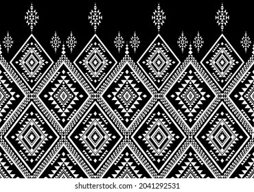 Geometric ethnic oriental seamless pattern traditional Design for background,carpet,wallpaper.clothing,wrapping,Batik fabric,Vector illustration.embroidery style - Sadu, sadou, sadow or sado