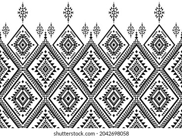 Geometric ethnic oriental seamless pattern traditional Design for background,carpet,wallpaper.clothing,wrapping,Batik fabric,Vector illustration.embroidery style - Sadu, sadou, sadow or sado