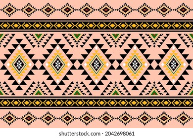 Geometric ethnic oriental seamless pattern traditional Design for background,carpet,wallpaper.clothing,wrapping,Batik fabric,Vector illustration.embroidery style - Sadu, sadou, sadow or sado