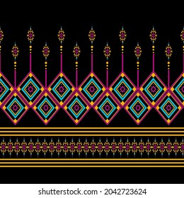Geométrico étnico oriental sin costuras Diseño tradicional para fondo, alfombra, papel pintado.ropa, envoltura,tela batik,Ilustración vectorial.estilo bordado - Sadu, sadou, sadow o sado