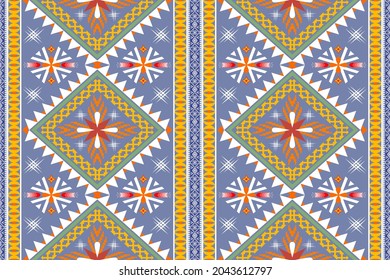Geometric ethnic oriental seamless pattern traditional Design for background,carpet,wallpaper,clothing,wrapping,Batik,fabric,Vector illustration.embroidery style.