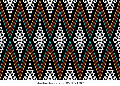 Geometric ethnic oriental seamless pattern traditional Design for background,carpet,wallpaper.clothing,wrapping,Batik fabric,Vector illustration.embroidery style - Sadu, sadou, sadow or sado