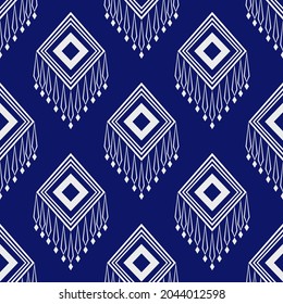 Geometric ethnic oriental seamless pattern traditional design for background carpet, wallpaper, clothing. Wrapping, batik, fabric, cloth kente.