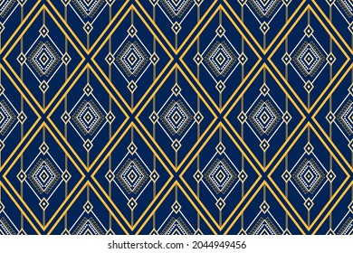 Geometric ethnic oriental seamless pattern traditional Design for background,carpet,wallpaper.clothing,wrapping,Batik fabric,Vector illustration.embroidery style - Sadu, sadou, sadow or sado