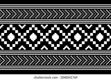 Geometric ethnic oriental seamless pattern traditional Design for background,carpet,wallpaper.clothing,wrapping,Batik fabric,Vector illustration.embroidery style - Sadu, sadou, sadow or sado
