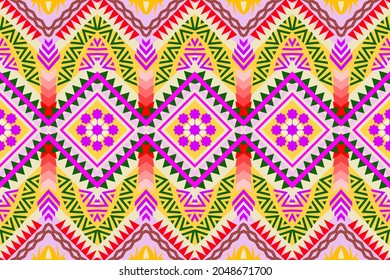 Geometric ethnic oriental seamless pattern art traditional Design for background,carpet,wallpaper,clothing,wrapping,Batik,fabric,Vector illustration.embroidery style.