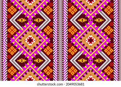 Geometric ethnic oriental seamless pattern art traditional Design for background,carpet,wallpaper,clothing,wrapping,Batik,fabric,Vector illustration.embroidery style.