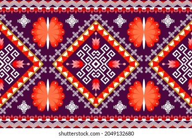 Geometric ethnic oriental seamless pattern art traditional Design for background,carpet,wallpaper,clothing,wrapping,Batik,fabric,Vector illustration.embroidery style.