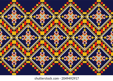 Geometric ethnic oriental seamless pattern traditional Design for background,carpet,
wallpaper,clothing,wrapping,Batik,fabric,Vector illustration.embroidery style.