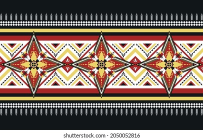 Patrón geométrico étnico oriental sin fisuras Diseño tradicional para fondo, alfombra, papel pintado, ropa, envoltura, Batik,tela,Ilustración vectorial.estilo bordado.
