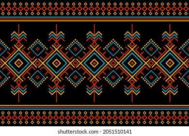 Geométrico étnico oriental sin costuras Diseño tradicional para fondo, alfombra, papel pintado.ropa, envoltura,tela batik,Ilustración vectorial.estilo bordado - Sadu, sadou, sadow o sado