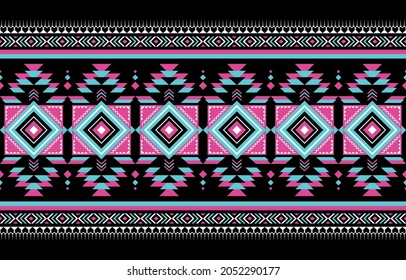 Geometric ethnic oriental seamless pattern traditional Design for background,carpet,wallpaper,clothing,wrapping,Batik,fabric,Vector illustration.embroidery style.